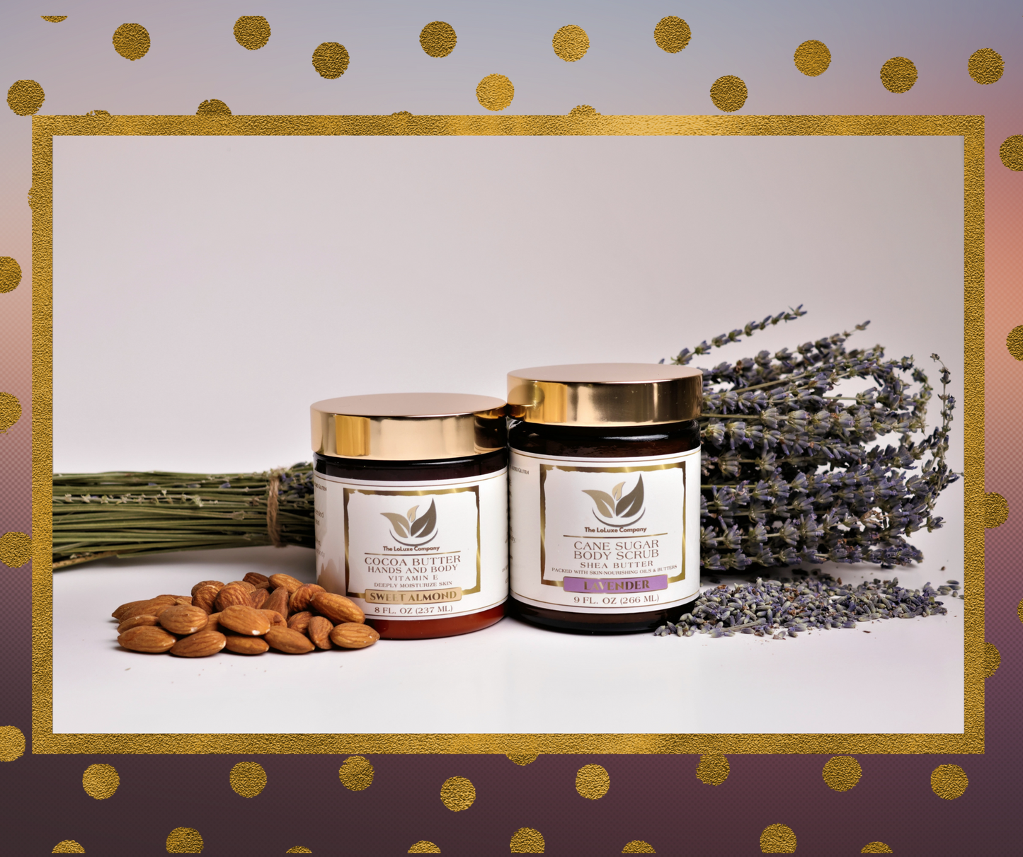 Cane Sugar Lavender Body Scrub & Cocoa Butter with Sweet Almond Oil Combo